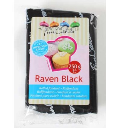 Raven Black - Pasta de zahar (fondant / icing / martipan), de culoare neagra, cu colorant natural - 0.250Kg