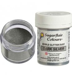 Colorant Alimentar Praf Sclipici -Argintiu Glitter Dark - Sugarflair, 10g